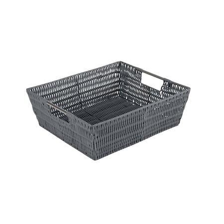 Simplify Shelf Storage Rattan Tote Basket in Charcoal 25453-CHARCOAL
